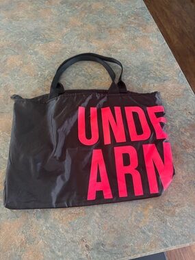 Under Armour Black Tote with Bright Pink Logo Panel